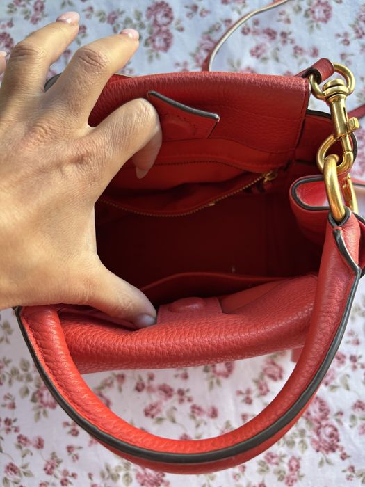 Дамска червена чанта Tory Burch естествена кожа