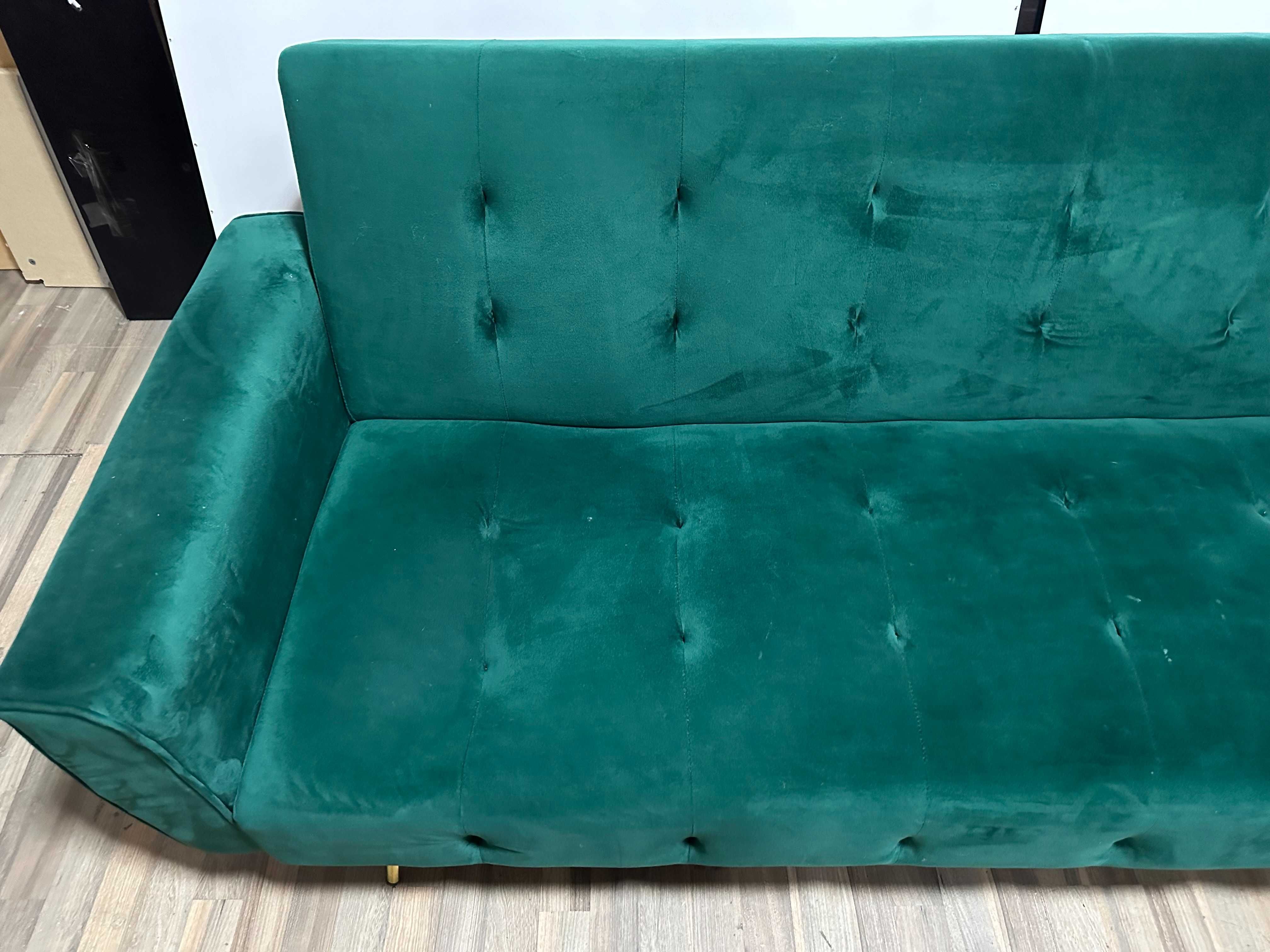 Canapea verde Extensibila; Pat cu Saltea 175x100 cm