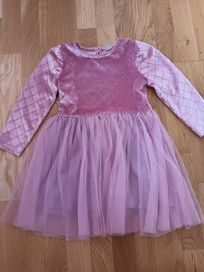 Детска розова рокля, тюл, брокат110-116 см, 5-6 год
