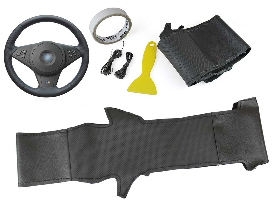 Кожен калъф за волан шиещ BMW E60 / E63 / E64 / M5 / M6 БМВ