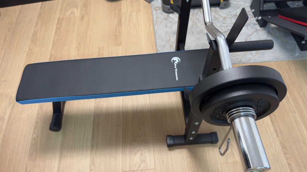 Bancă Pliabilă Fitness + Bară Z Olimpică + 4 Discuri Olimpice (15kg)