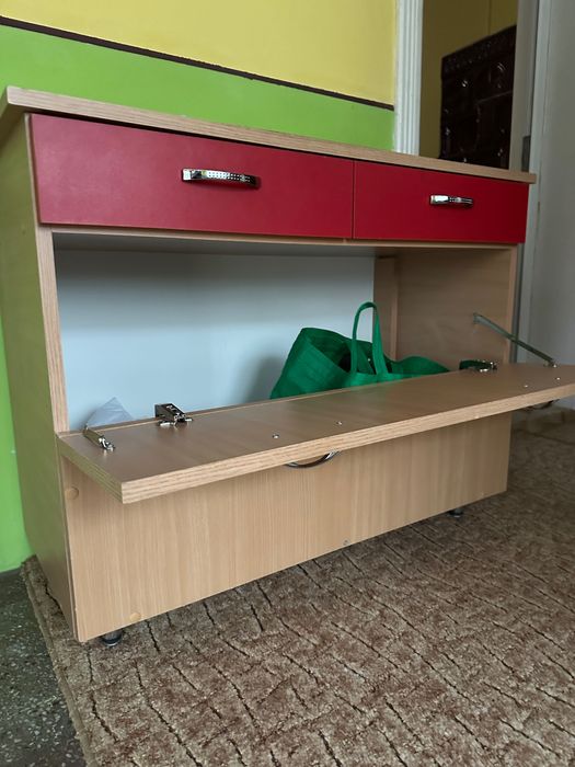 Set mobilă complet living/dormitor + canapea extens + fotoliu + comoda