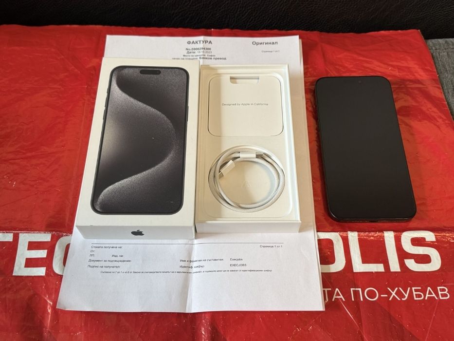 КАТО НОВ 256GB iPhone 15 Pro Max Технополис Гаранция 2025 Black /Черен