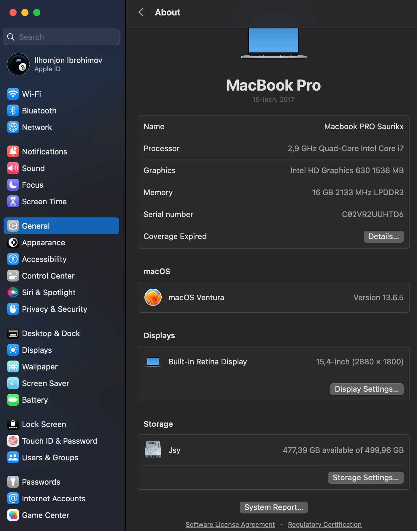 MacBook Pro 15' 16/512 i7 touchbar