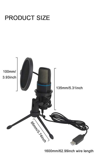 Microfon RGB Condensator pentru Podcast Studio - Transport Gratuit