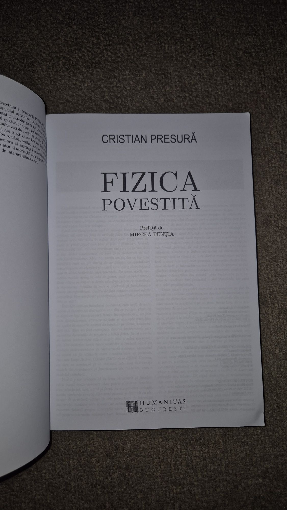 Carte Fizica Povestita de Cristian Presura stare f buna