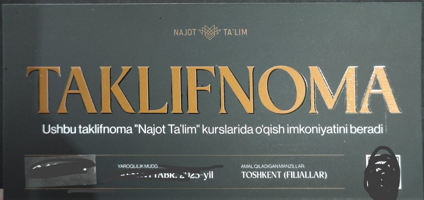 Najot talim taklifnoma