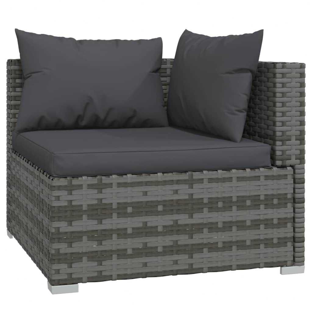 Set mobilier gradina/terasa canapea/coltar cu perne 5 piese Gri Ratan