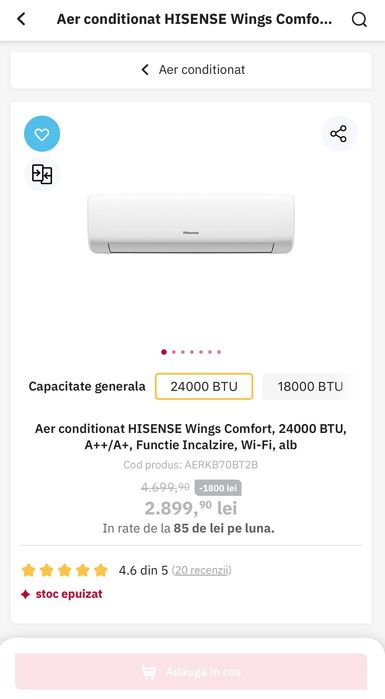 Aer conditionat HISENSE Wings Comfort, 24000 BTU nou!!!