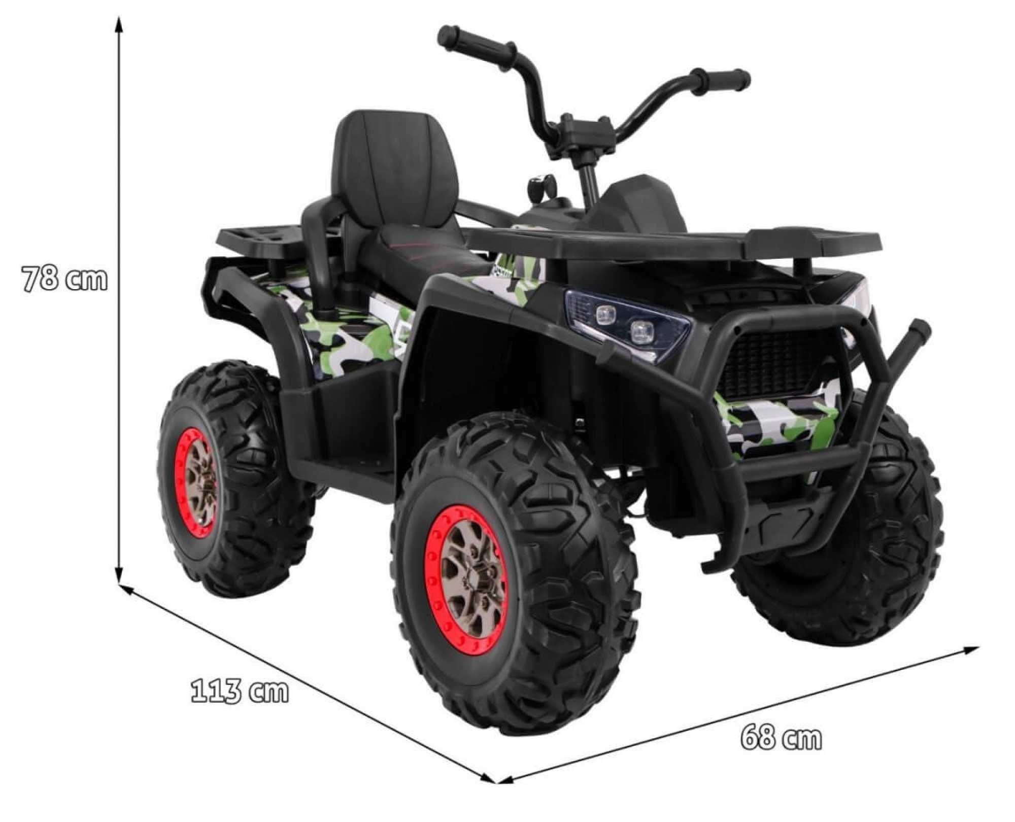 ATV electric copii 3-8 ani DESERT 900 4x4 180W,R.Moi,Scaun Piele Army