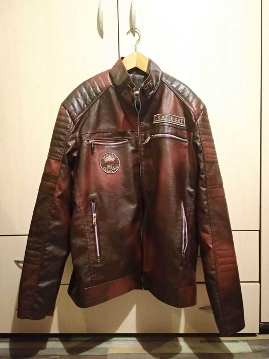 Мъжко кожено яке, кафяво