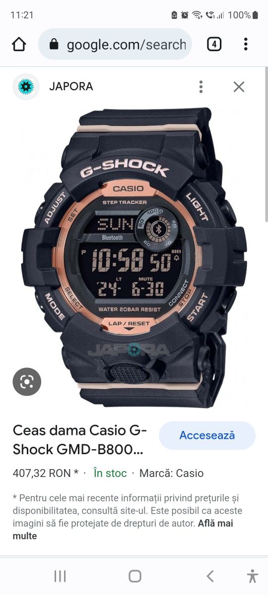 Vand ceas Ceas dama Casio G-Shock GMD-B800-1ER Bluetooth Step Tracker