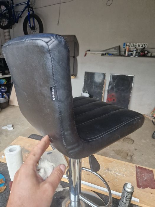 Scaune de bar Kring piele neagra picior crom