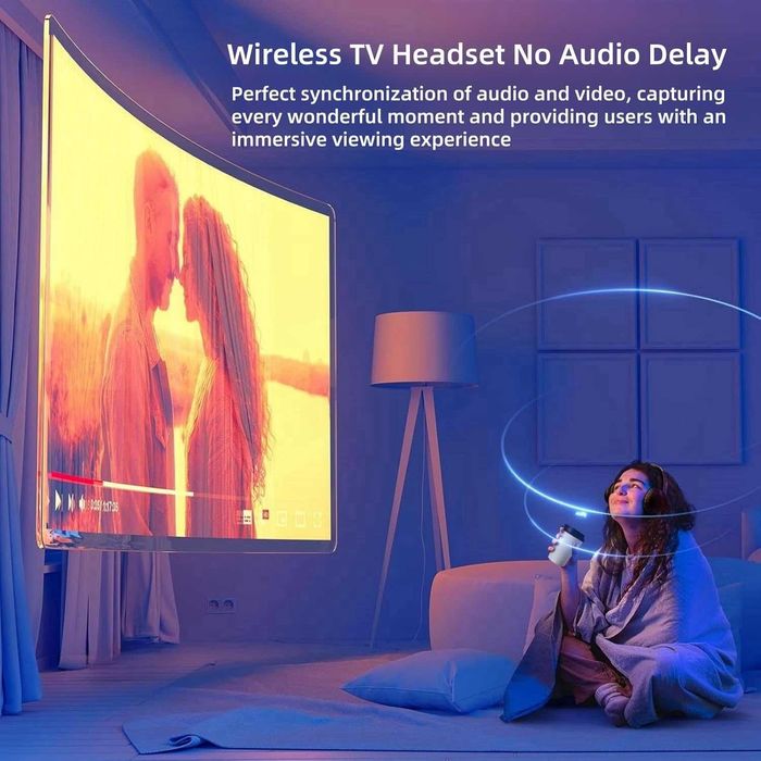PROW Безжични слушалки с адаптер за телевизор, Bluetooth 5.3