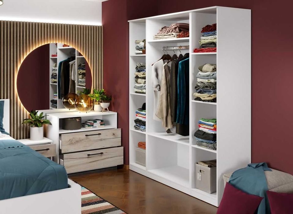 Dulap Relax Alb / Stejar k02 – C165/03 cu oglinda