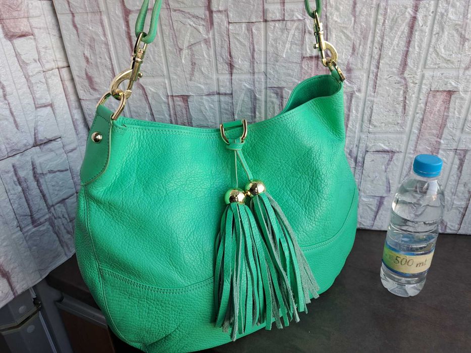 дамска чанта, Mulberry,голяма зелена торба-естествена кожа