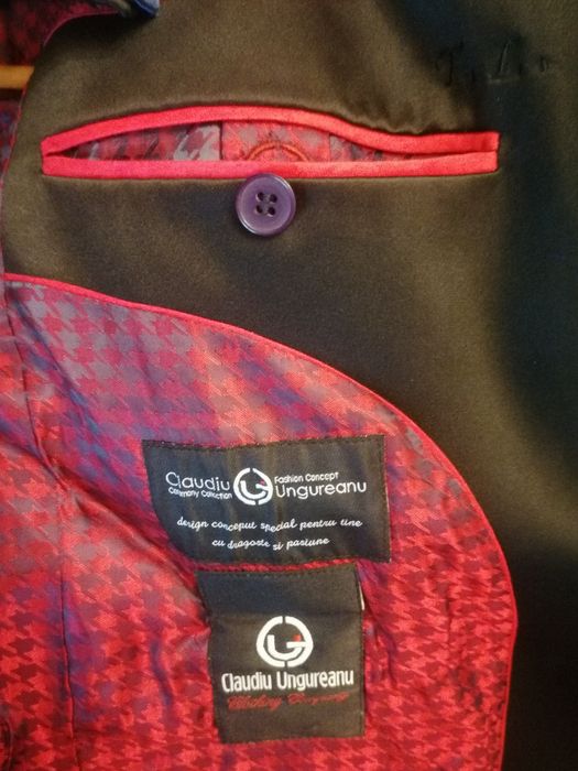 Sacou claudiu ungureanu brocart bleu marimea 58