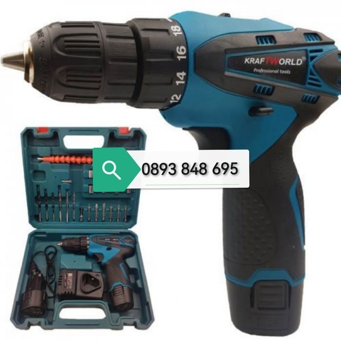 Акумулаторен Винтоверт 24V 2 Скорости с зарядно и части  2 батерии