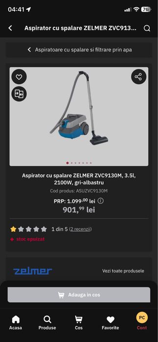 Vand componente aspirator Zellmer ZVC 9130M