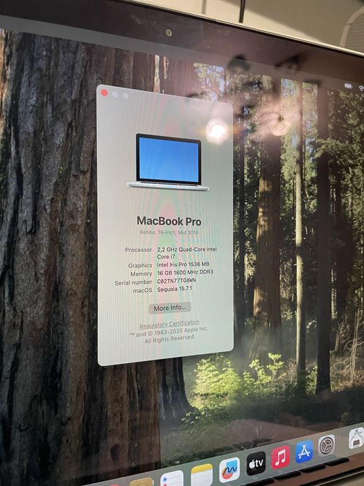 Laptop Macbook Pro i7 Mid 2015 Retina display 15inch