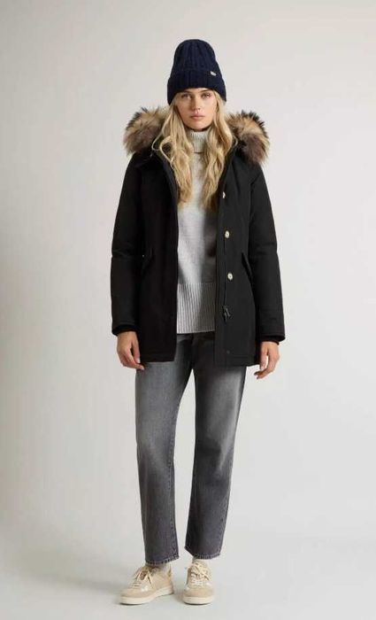 Geaca polar parka L XL de lux Woolrich puf si pene blana naturala