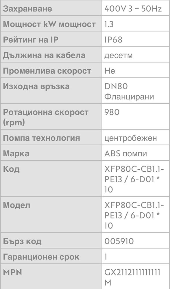 Потопяема Помпа ABS/DN80 ( Бибо)