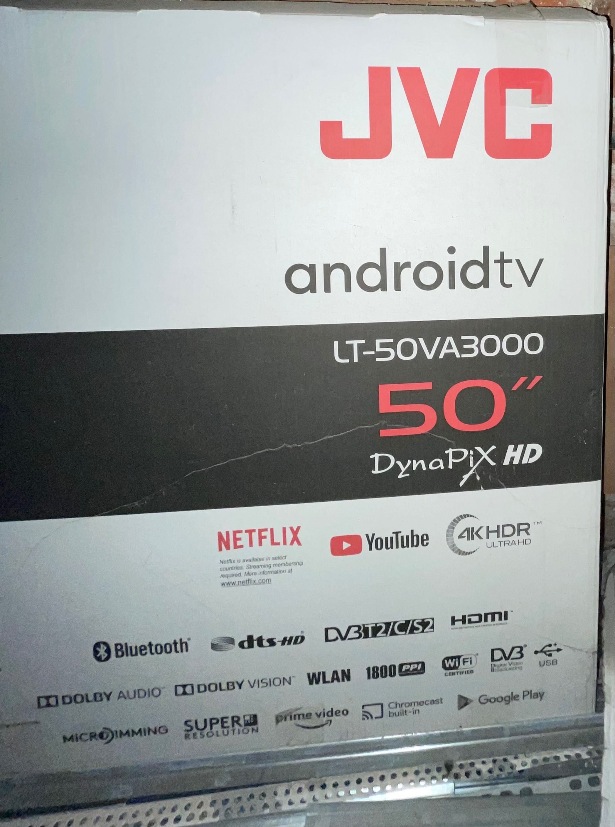 JVC 50 инча, android tv, netflix, youtube, 4KHDR, bluetooth