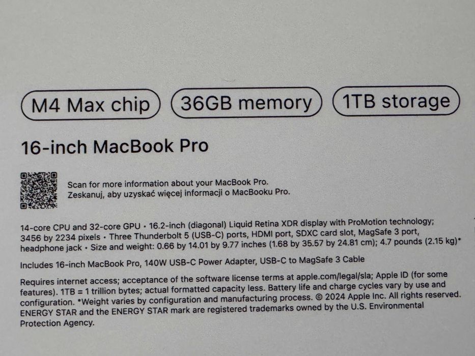 НОВ с 3г Гаранция!MacBook Pro 16 M4 MAX`14 CPU/32 GPU/36GB RAM/1TB SSD