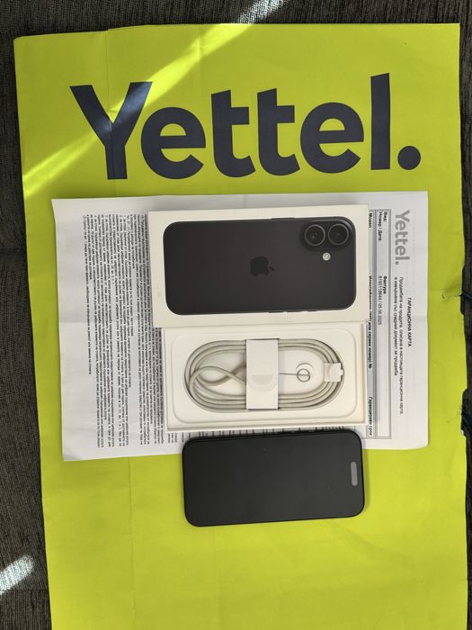 КАТО НОВ 128GB iPhone 16 Гаранция Yettel 3г. 2028 Black
