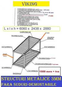 Cadru modular -STALPI DE 3 mm -pret de producator-6060x2438x2880