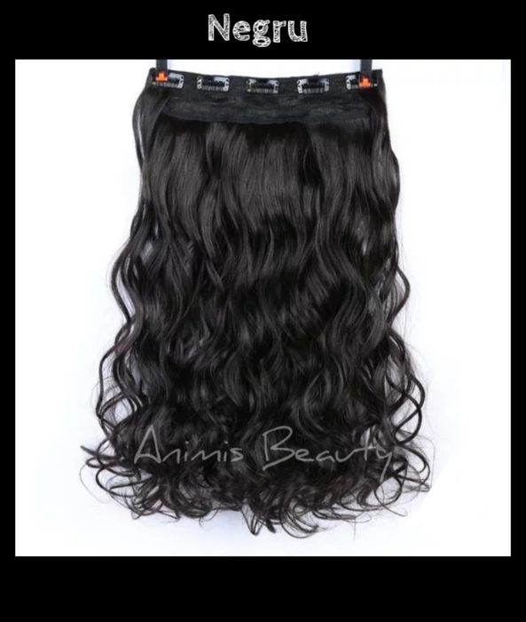 Extensii de par ondulate, 5 clipsuri, diverse culori, NOI, 60 cm