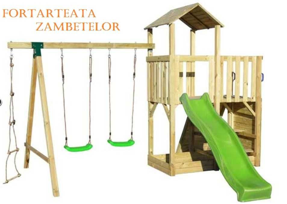 Ansamblu loc de joaca copii cu tobogan- transport si montaj inclussi