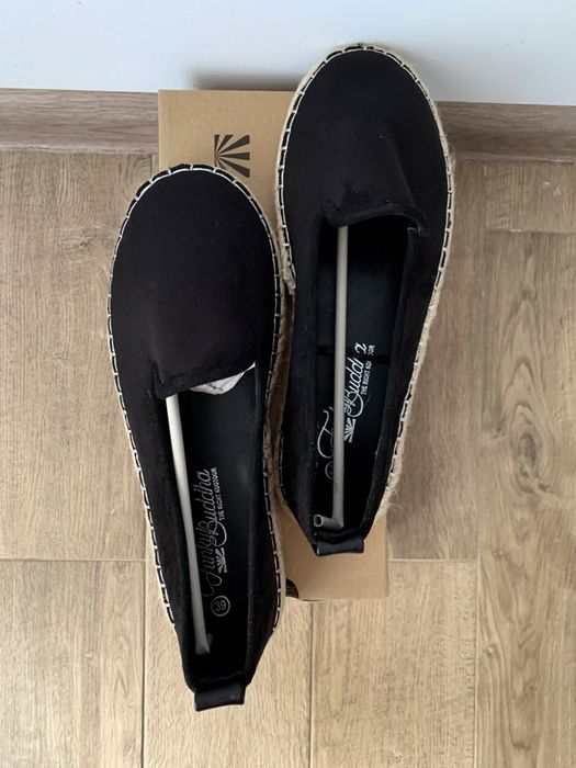 Espadrile negre din piele intoarsa sintetica