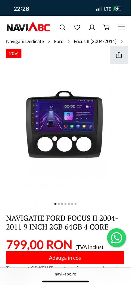 Vand navigatie ford focus 2