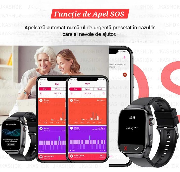 Ceas Smartwatch Medical: glicemie, colesterol, EKG, lipide, termometru
