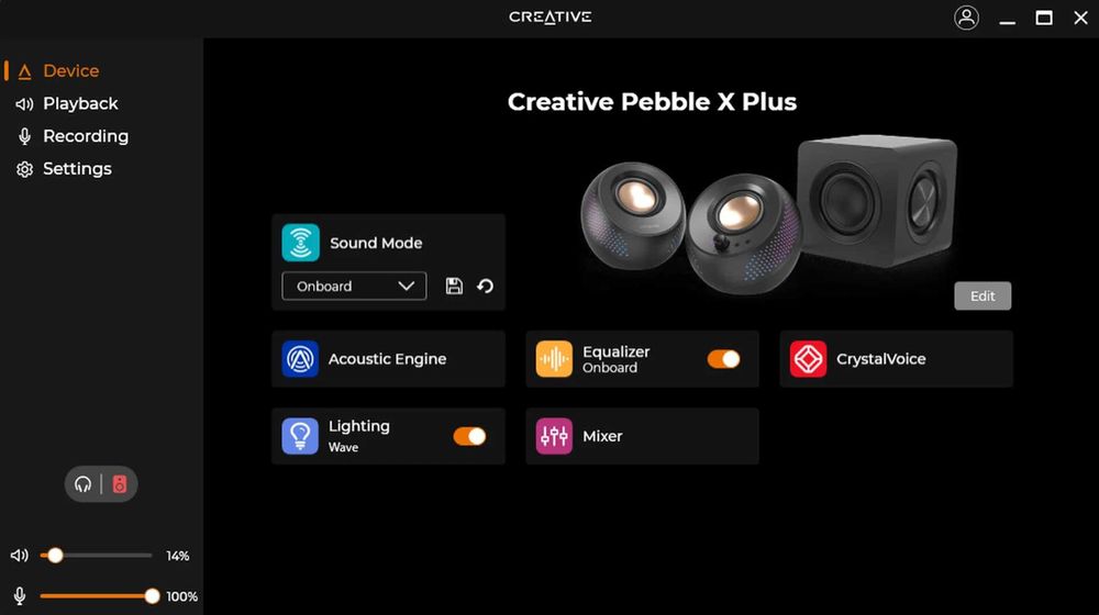 Озвучителна система reative Pebble X Plus, 2.1, USB-C, RGB подсветка