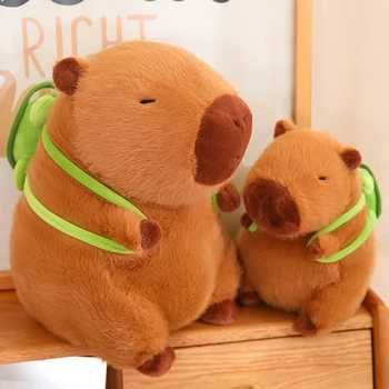 Плюшена играчка Капибара с раница костенурка, 20-110см