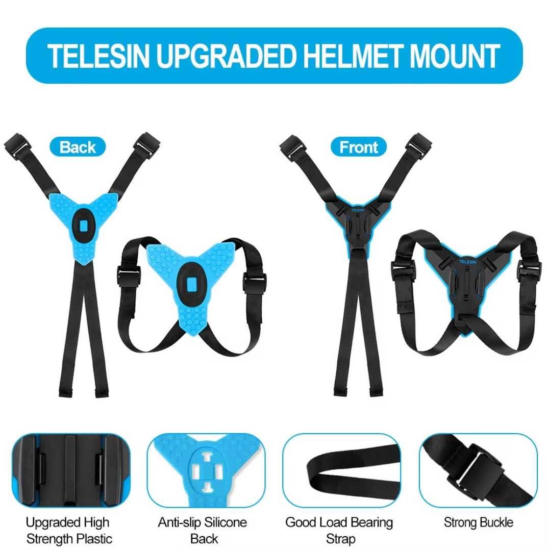 TELESIN Стойка за каска GoPro монтаж държач без лепене за екшън камера
