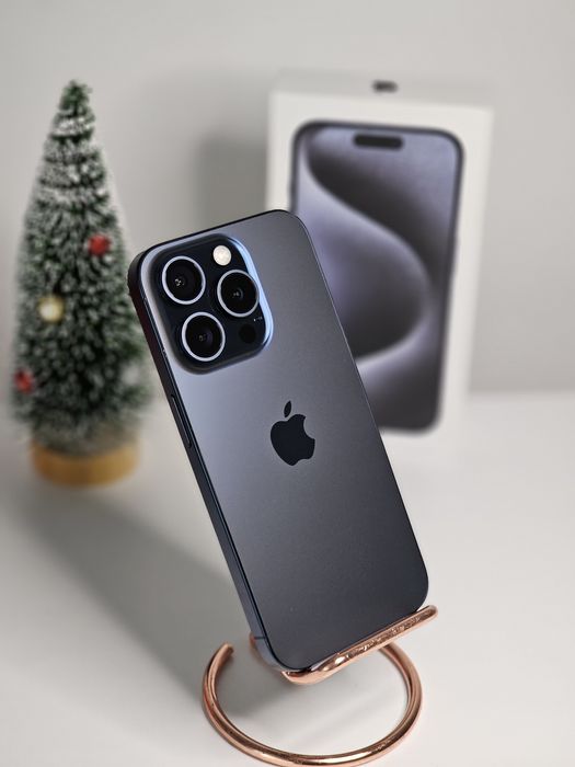 iPhone 15 Pro blue titanium 94% full box impecabil