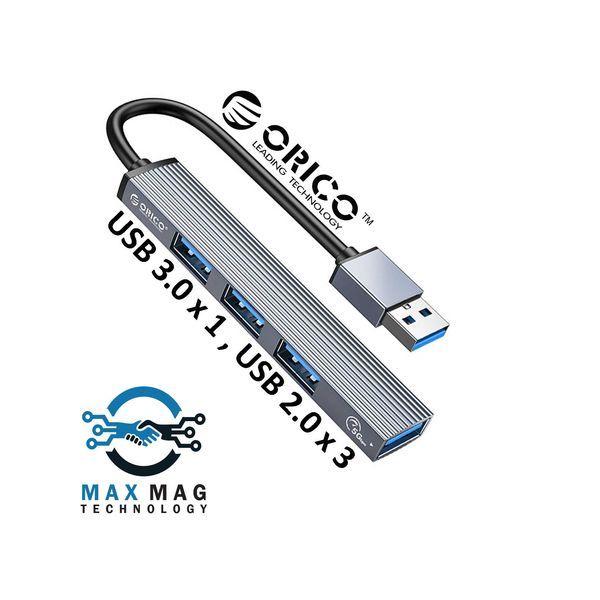 Orico хъб USB3.0/2.0 HUB 4 port, Aluminum - AH-A13-GY