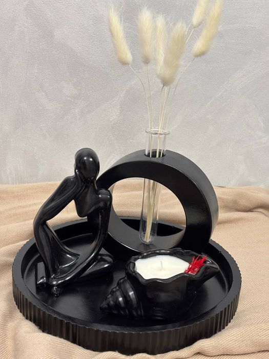 Набор в черном цвете из гипса , для интерьера