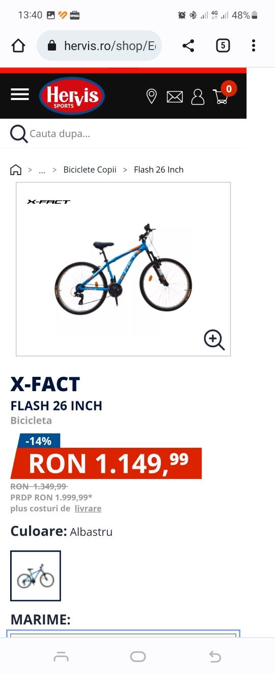 Bicicleta X-Fact baieti 26''