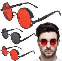 Ретро червени слънчеви очила кръгли пънк метални сплави