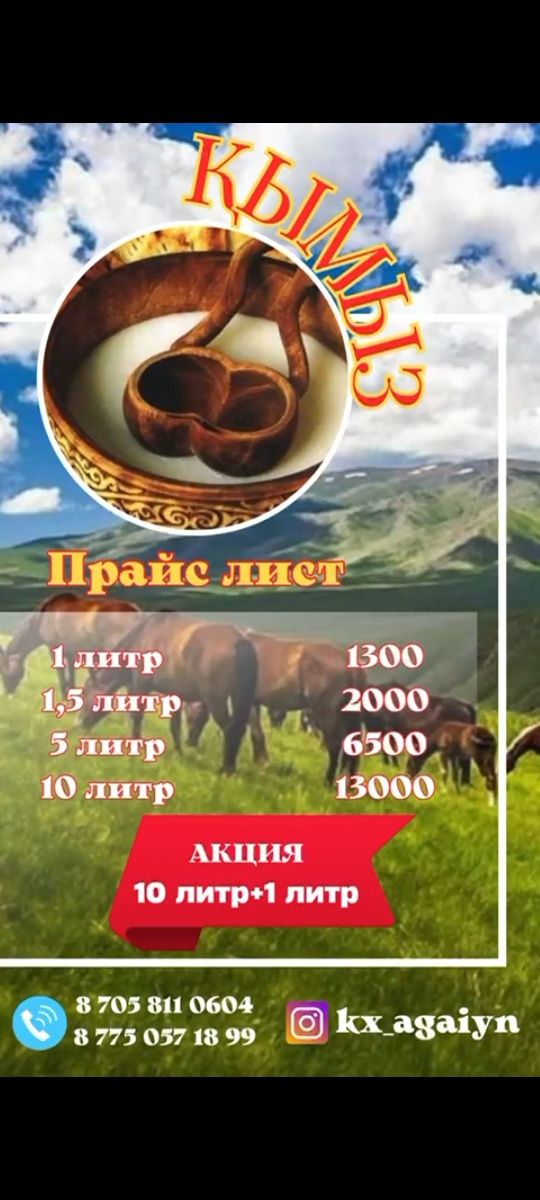 Қымыз саумал сатылады доставка бар
