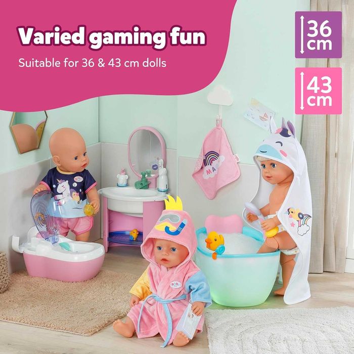 BABY born Тоалетна за кукли със звуци и аксесоари, за кукли 36 и 43 см