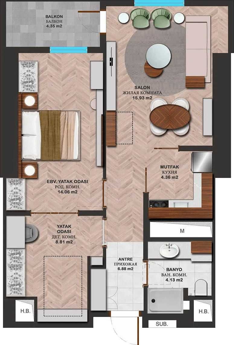 Цена снижена Срочно продается NEST ONE 2/16/51 59м2