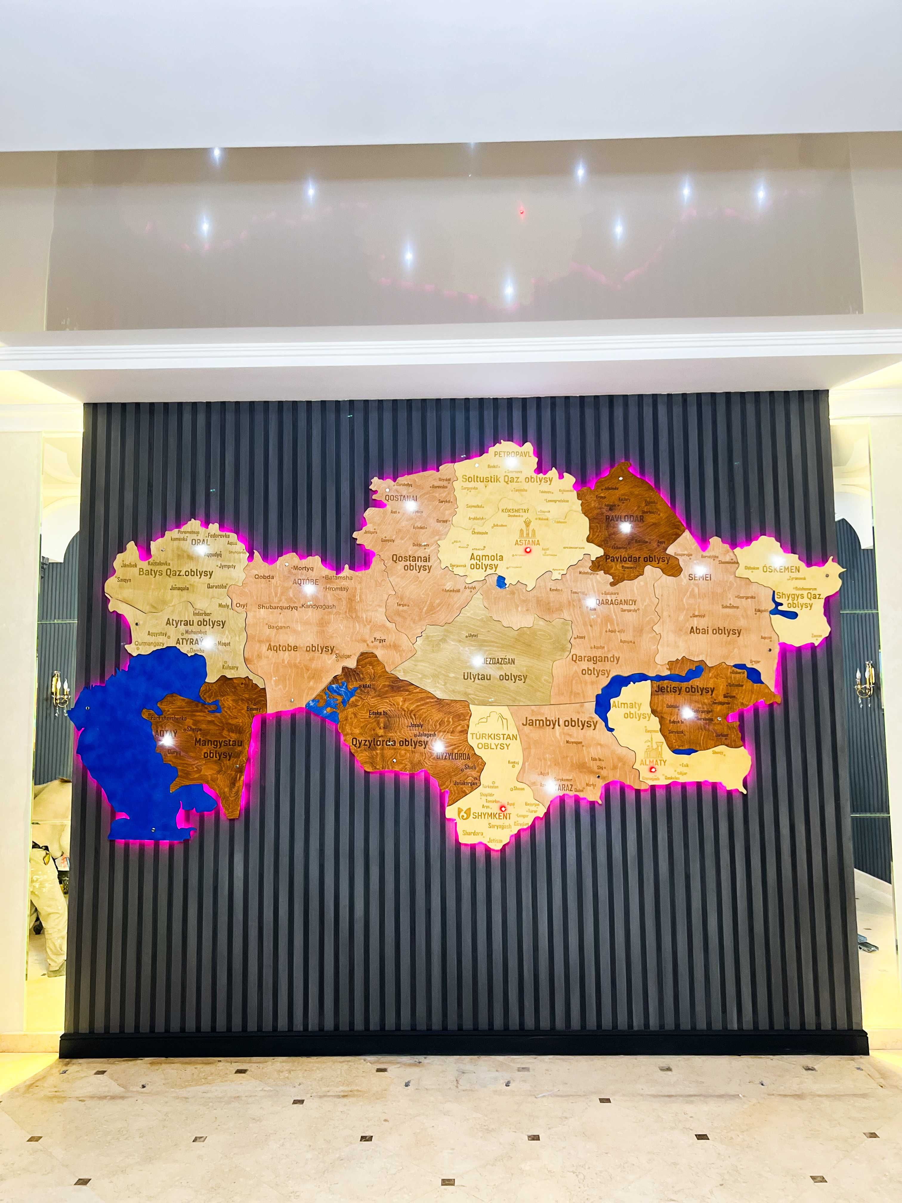 Ағаштан Қазақстан картасы Карта Казахстана из дерево