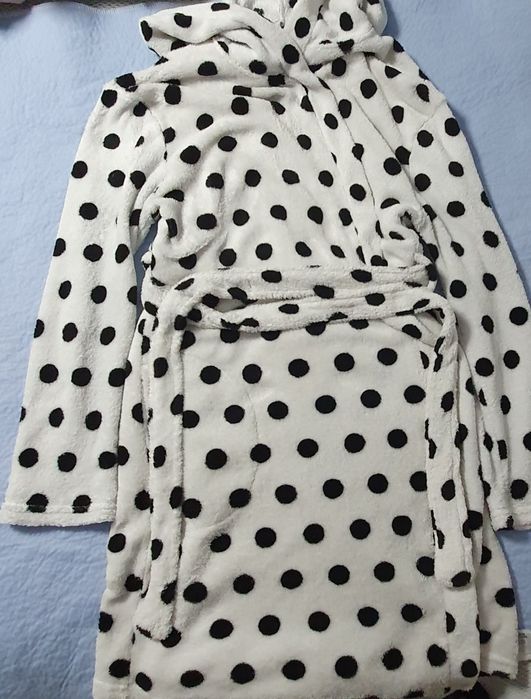 Halat de casă Dama alb cu buline marimea S