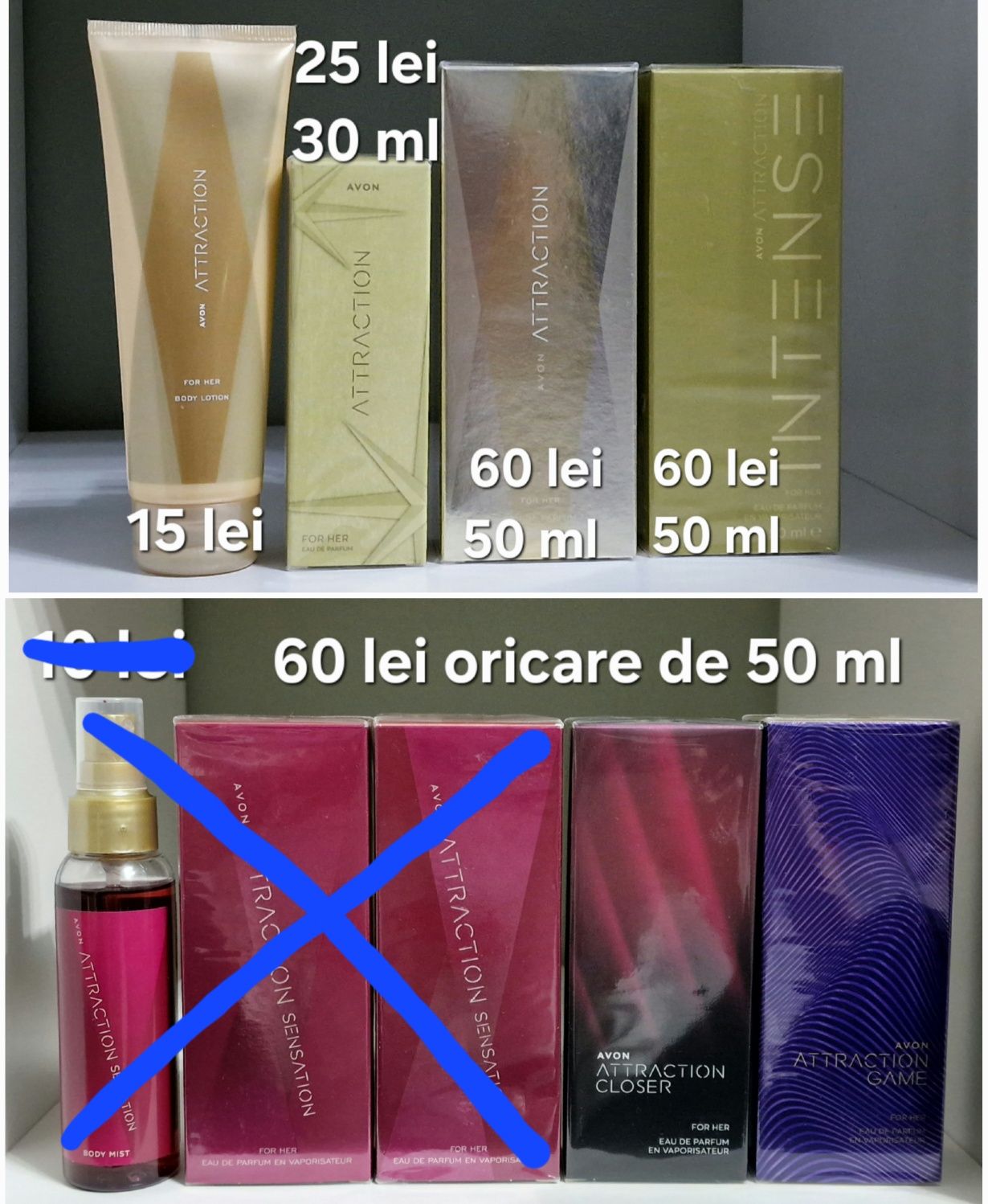 Parfum Avon Attraction, Intense, Closer, Game