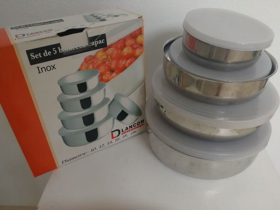 Seturi de oale/cratițe inox . Set ,,Luminarc" de pahare, cești, boluri